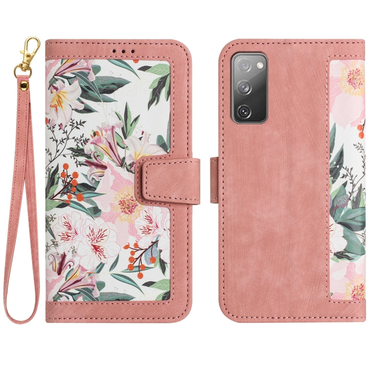 Floral Pattern Leather Phone Case with Lanyard, For Samsung Galaxy S23 5G, For Samsung Galaxy S20 FE, For Samsung Galaxy S22 Ultra 5G, For Samsung Galaxy S22+ 5G