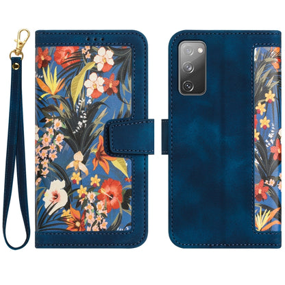 Floral Pattern Leather Phone Case with Lanyard, For Samsung Galaxy S23 5G, For Samsung Galaxy S20 FE, For Samsung Galaxy S22 Ultra 5G, For Samsung Galaxy S22+ 5G