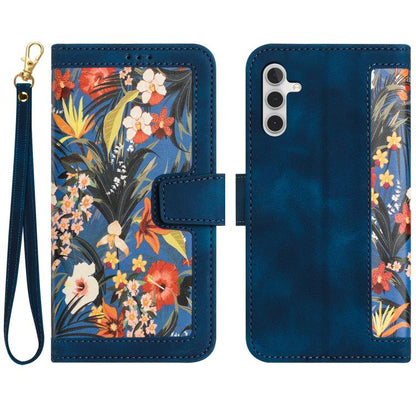 Floral Pattern Leather Phone Case with Lanyard, For Samsung Galaxy S26 FE 5G, For Samsung Galaxy S25 FE 5G, For Samsung Galaxy S25 5G, For Samsung Galaxy S25+ 5G