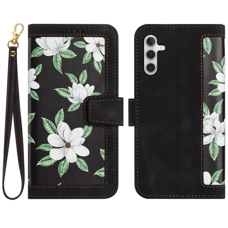 Floral Pattern Leather Phone Case with Lanyard, For Samsung Galaxy S26 FE 5G, For Samsung Galaxy S25 FE 5G, For Samsung Galaxy S25 5G, For Samsung Galaxy S25+ 5G
