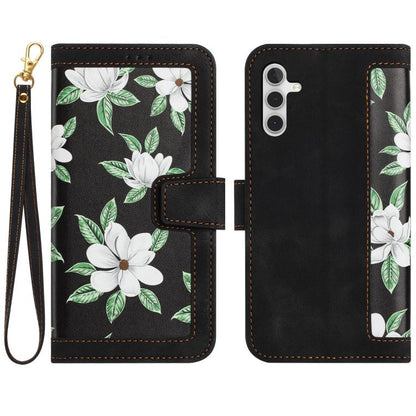 Floral Pattern Leather Phone Case with Lanyard, For Samsung Galaxy S26 FE 5G, For Samsung Galaxy S25 FE 5G, For Samsung Galaxy S25 5G, For Samsung Galaxy S25+ 5G