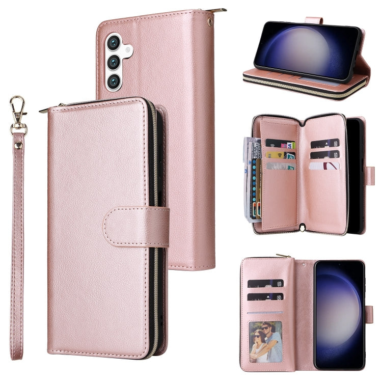 9-Card Slots Zipper Wallet Bag Leather Phone Case, For Galaxy S25 FE 5G, For Galaxy S25 Edge 5G, For Galaxy S25 5G, For Galaxy S25+ 5G