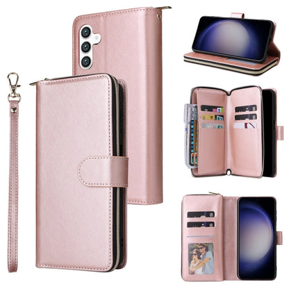 9-Card Slots Zipper Wallet Bag Leather Phone Case, For Galaxy S25 FE 5G, For Galaxy S25 Edge 5G, For Galaxy S25 5G, For Galaxy S25+ 5G