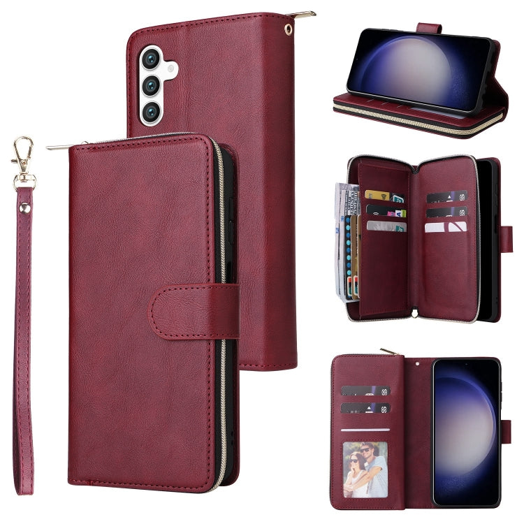 9-Card Slots Zipper Wallet Bag Leather Phone Case, For Samsung Galaxy S25 Edge 5G, For Samsung Galaxy S25 5G, For Samsung Galaxy S25+ 5G, For Samsung Galaxy S25 Ultra 5G