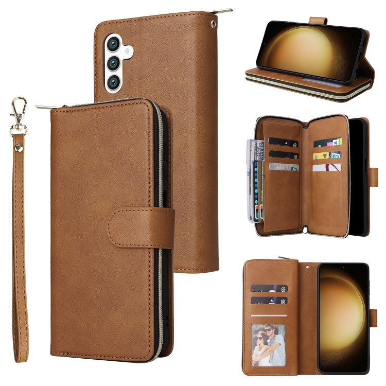 9-Card Slots Zipper Wallet Bag Leather Phone Case, For Galaxy S25 FE 5G, For Galaxy S25 Edge 5G, For Galaxy S25 5G, For Galaxy S25+ 5G