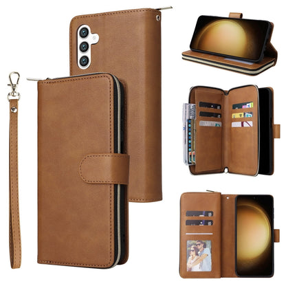 9-Card Slots Zipper Wallet Bag Leather Phone Case, For Galaxy S25 FE 5G, For Galaxy S25 Edge 5G, For Galaxy S25 5G, For Galaxy S25+ 5G