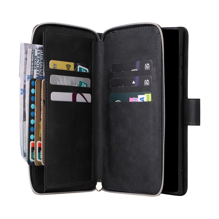 9-Card Slots Zipper Wallet Bag Leather Phone Case, For Galaxy S25 Ultra 5G