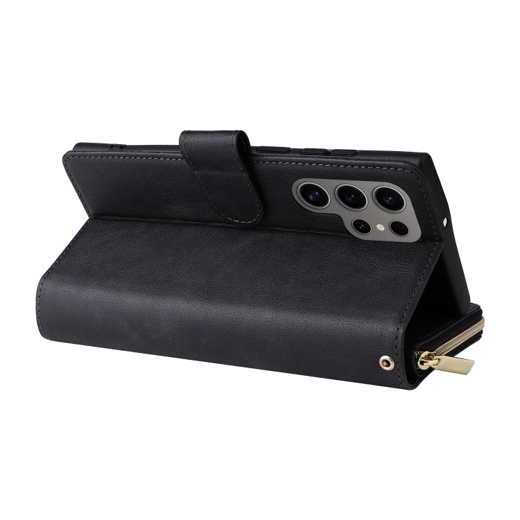 9-Card Slots Zipper Wallet Bag Leather Phone Case, For Galaxy S25 Ultra 5G