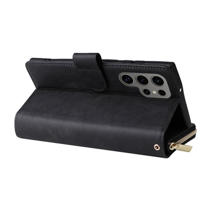 9-Card Slots Zipper Wallet Bag Leather Phone Case, For Galaxy S25 Ultra 5G