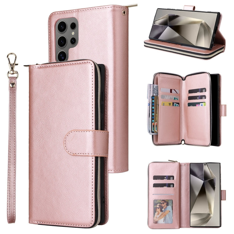 9-Card Slots Zipper Wallet Bag Leather Phone Case, For Samsung Galaxy S25 Edge 5G, For Samsung Galaxy S25 5G, For Samsung Galaxy S25+ 5G, For Samsung Galaxy S25 Ultra 5G