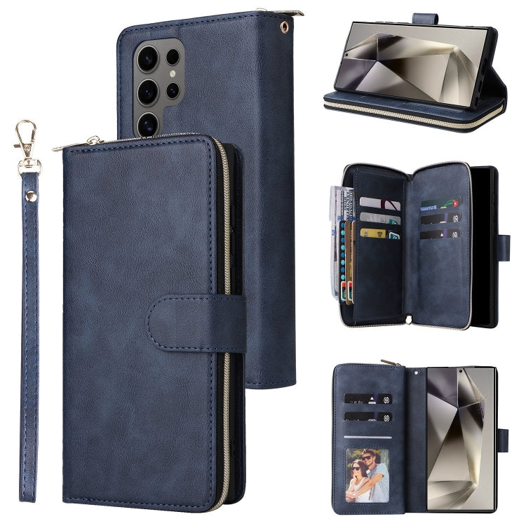 9-Card Slots Zipper Wallet Bag Leather Phone Case, For Samsung Galaxy S25 Edge 5G, For Samsung Galaxy S25 5G, For Samsung Galaxy S25+ 5G, For Samsung Galaxy S25 Ultra 5G