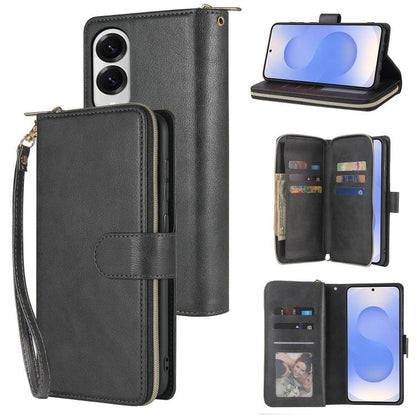 9-Card Slots Zipper Wallet Bag Leather Phone Case, For Samsung Galaxy S25 Edge 5G, For Samsung Galaxy S25 5G, For Samsung Galaxy S25+ 5G, For Samsung Galaxy S25 Ultra 5G