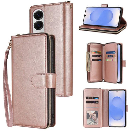 9-Card Slots Zipper Wallet Bag Leather Phone Case, For Galaxy S25 FE 5G, For Galaxy S25 Edge 5G, For Galaxy S25 5G, For Galaxy S25+ 5G