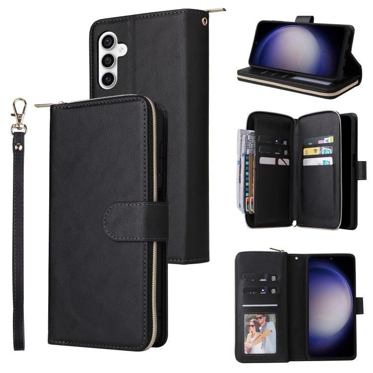 9-Card Slots Zipper Wallet Bag Leather Phone Case, For Samsung Galaxy S26+ 5G, For Samsung Galaxy S26 Ultra 5G, For Samsung Galaxy S26 5G, For Samsung Galaxy S25 FE 5G