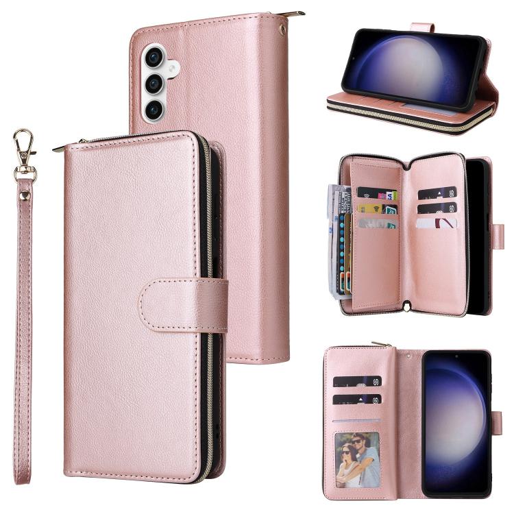 9-Card Slots Zipper Wallet Bag Leather Phone Case, For Samsung Galaxy S26+ 5G, For Samsung Galaxy S26 Ultra 5G, For Samsung Galaxy S26 5G, For Samsung Galaxy S25 FE 5G
