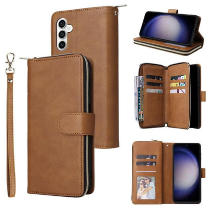 9-Card Slots Zipper Wallet Bag Leather Phone Case, For Samsung Galaxy S26+ 5G, For Samsung Galaxy S26 Ultra 5G, For Samsung Galaxy S26 5G, For Samsung Galaxy S25 FE 5G