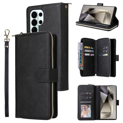 9-Card Slots Zipper Wallet Bag Leather Phone Case, For Samsung Galaxy S26+ 5G, For Samsung Galaxy S26 Ultra 5G, For Samsung Galaxy S26 5G, For Samsung Galaxy S25 FE 5G