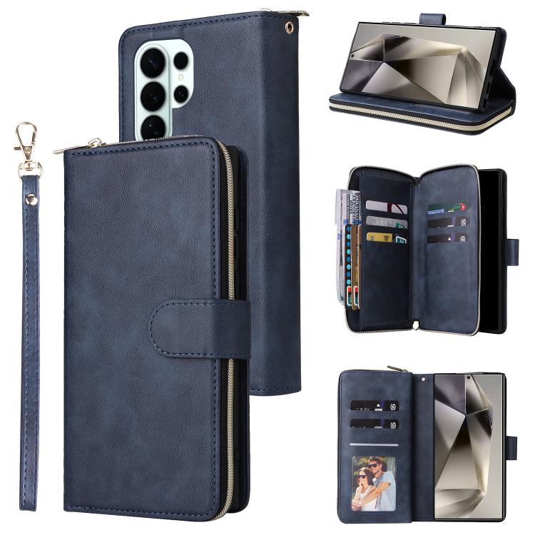 9-Card Slots Zipper Wallet Bag Leather Phone Case, For Galaxy S26 FE 5G, For Galaxy S26+ 5G, For Galaxy S26 Ultra 5G, For Galaxy S26 5G