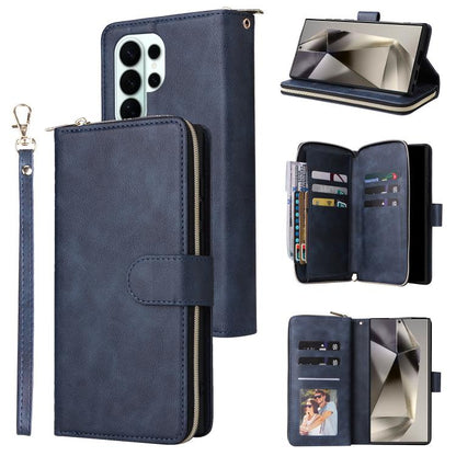 9-Card Slots Zipper Wallet Bag Leather Phone Case, For Galaxy S26 FE 5G, For Galaxy S26+ 5G, For Galaxy S26 Ultra 5G, For Galaxy S26 5G