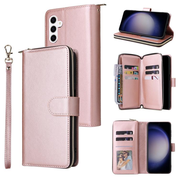 9-Card Slots Zipper Wallet Bag Leather Phone Case, For Samsung Galaxy S26+ 5G, For Samsung Galaxy S26 Ultra 5G, For Samsung Galaxy S26 5G, For Samsung Galaxy S25 FE 5G