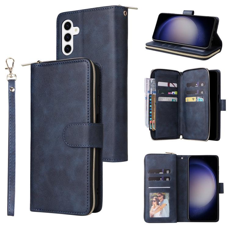 9-Card Slots Zipper Wallet Bag Leather Phone Case, For Samsung Galaxy S26+ 5G, For Samsung Galaxy S26 Ultra 5G, For Samsung Galaxy S26 5G, For Samsung Galaxy S25 FE 5G