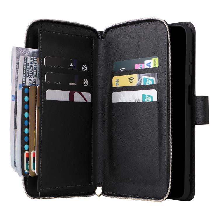 9-Card Slots Zipper Wallet Bag Leather Phone Case, For Samsung Galaxy S26+ 5G, For Samsung Galaxy S26 Ultra 5G, For Samsung Galaxy S26 5G, For Samsung Galaxy S25 FE 5G