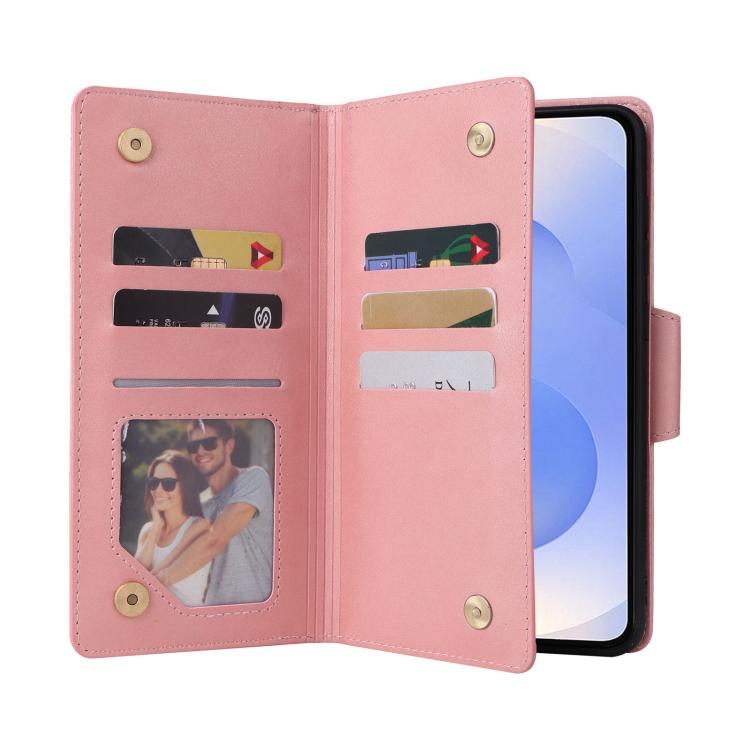 Rivet Buckle 9 Cards Three Fold Leather Phone Case, For Samsung Galaxy S25 Edge 5G, For Samsung Galaxy S25 5G, For Samsung Galaxy S25+ 5G, For Samsung Galaxy S25 Ultra 5G