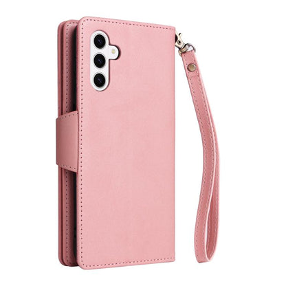 Rivet Buckle 9 Cards Three Fold Leather Phone Case, For Samsung Galaxy S26+ 5G, For Samsung Galaxy S26 Ultra 5G, For Samsung Galaxy S26 5G, For Samsung Galaxy S25 FE 5G