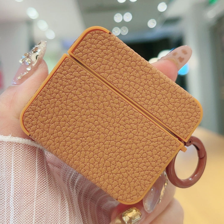 Litchi Texture Leather Sticker Earphones Protective Case, For AirPods 4, For AirPods Pro 2, For AirPods 3