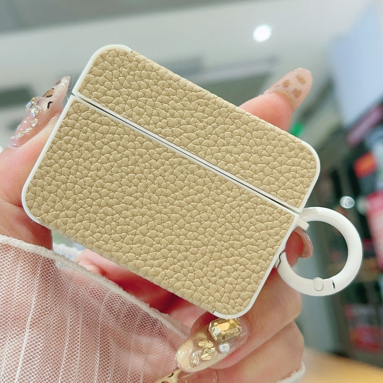Litchi Texture Leather Sticker Earphones Protective Case, For AirPods 4, For AirPods Pro 2, For AirPods 3