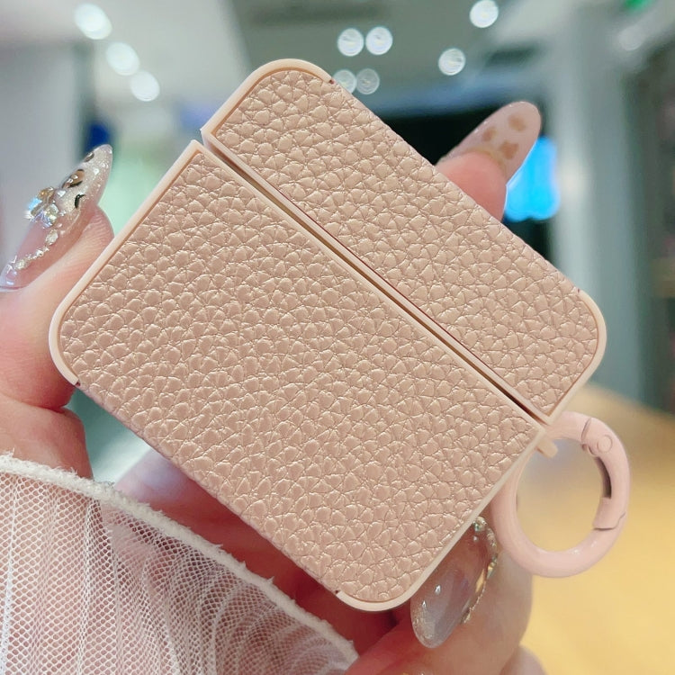 Litchi Texture Leather Sticker Earphones Protective Case, For AirPods 4, For AirPods Pro 2, For AirPods 3