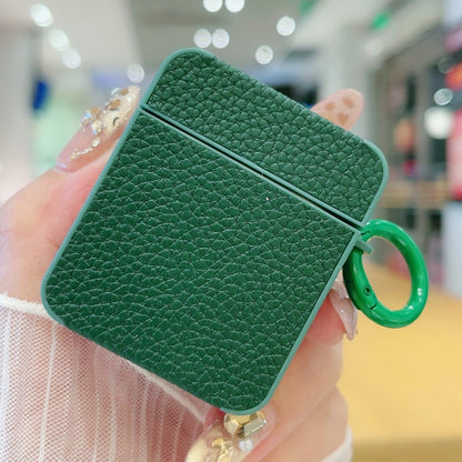 Litchi Texture Leather Sticker Earphones Protective Case, For AirPods Pro, For AirPods 1 / 2