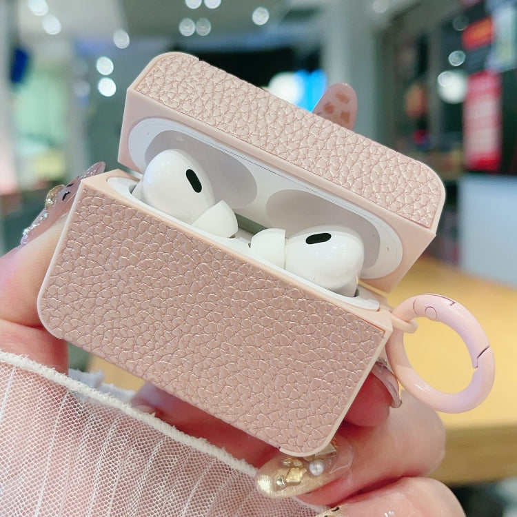Litchi Texture Leather Sticker Earphones Protective Case, For AirPods Pro, For AirPods 1 / 2