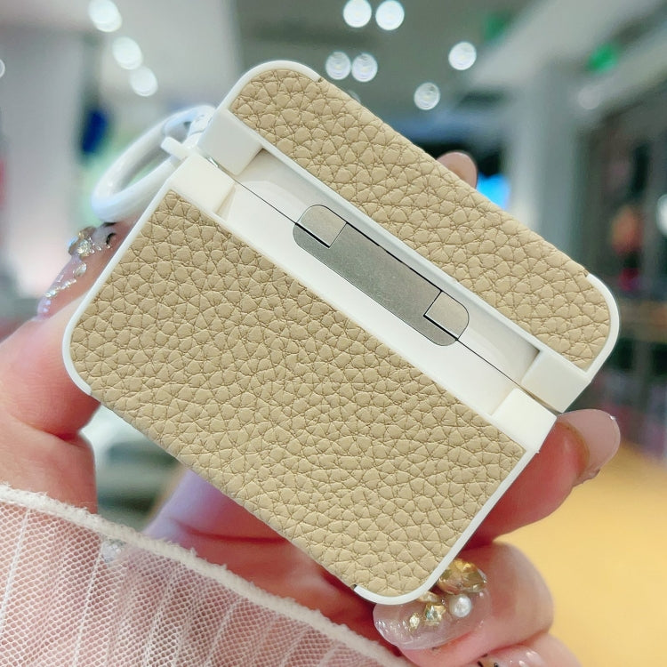 Litchi Texture Leather Sticker Earphones Protective Case, For AirPods Pro, For AirPods 1 / 2