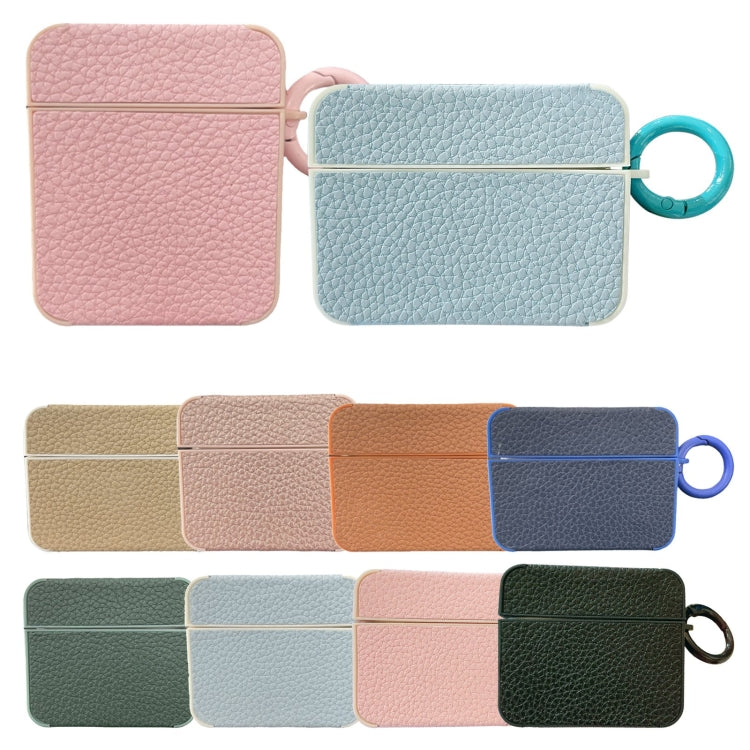 Litchi Texture Leather Sticker Earphones Protective Case, For AirPods 4, For AirPods Pro 2, For AirPods 3