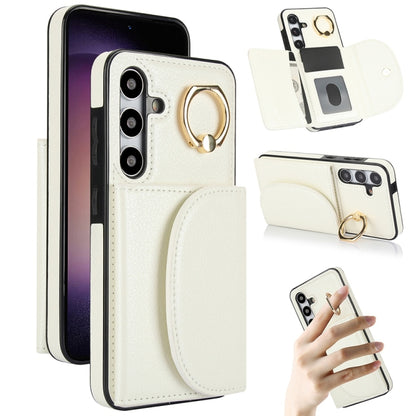 Ring Holder Card Bag Skin Feel Phone Case, For Samsung Galaxy S25 Edge 5G, For Samsung Galaxy S25 5G, For Samsung Galaxy S25+ 5G, For Samsung Galaxy S25 Ultra 5G
