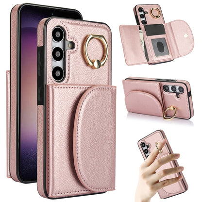 Ring Holder Card Bag Skin Feel Phone Case, For Samsung Galaxy S25 Edge 5G, For Samsung Galaxy S25 5G, For Samsung Galaxy S25+ 5G, For Samsung Galaxy S25 Ultra 5G