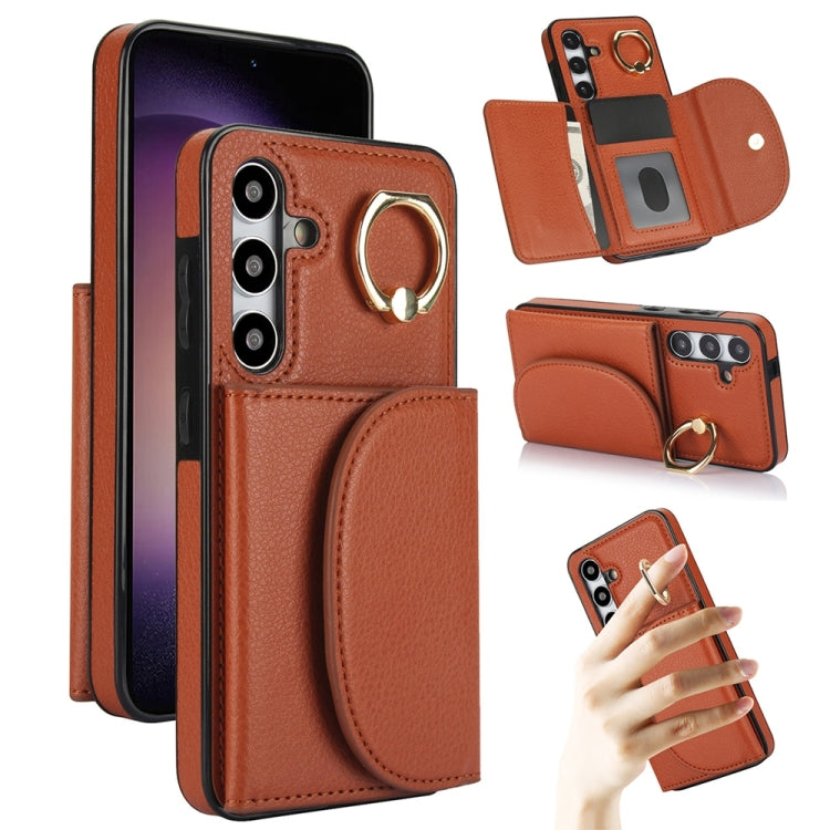 Ring Holder Card Bag Skin Feel Phone Case, For Samsung Galaxy S25 Edge 5G, For Samsung Galaxy S25 5G, For Samsung Galaxy S25+ 5G, For Samsung Galaxy S25 Ultra 5G