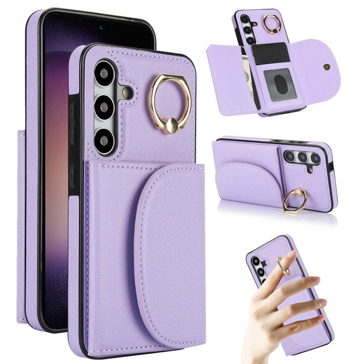 Ring Holder Card Bag Skin Feel Phone Case, For Samsung Galaxy S25 Edge 5G, For Samsung Galaxy S25 5G, For Samsung Galaxy S25+ 5G, For Samsung Galaxy S25 Ultra 5G