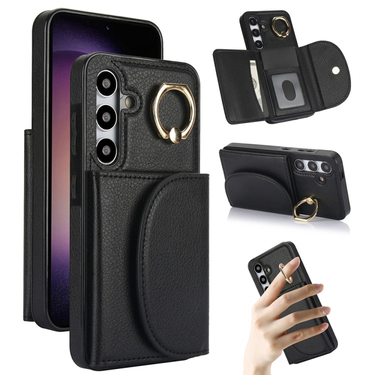 Ring Holder Card Bag Skin Feel Phone Case, For Samsung Galaxy S25 Edge 5G, For Samsung Galaxy S25 5G, For Samsung Galaxy S25+ 5G, For Samsung Galaxy S25 Ultra 5G