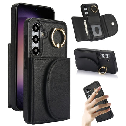 Ring Holder Card Bag Skin Feel Phone Case, For Samsung Galaxy S25 Edge 5G, For Samsung Galaxy S25 5G, For Samsung Galaxy S25+ 5G, For Samsung Galaxy S25 Ultra 5G