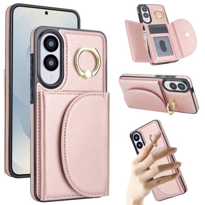 Ring Holder Card Bag Skin Feel Phone Case, For Samsung Galaxy S25 Edge 5G, For Samsung Galaxy S25 5G, For Samsung Galaxy S25+ 5G, For Samsung Galaxy S25 Ultra 5G