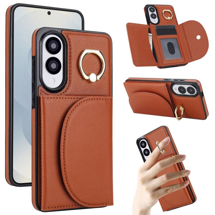 Ring Holder Card Bag Skin Feel Phone Case, For Samsung Galaxy S25 Edge 5G, For Samsung Galaxy S25 5G, For Samsung Galaxy S25+ 5G, For Samsung Galaxy S25 Ultra 5G