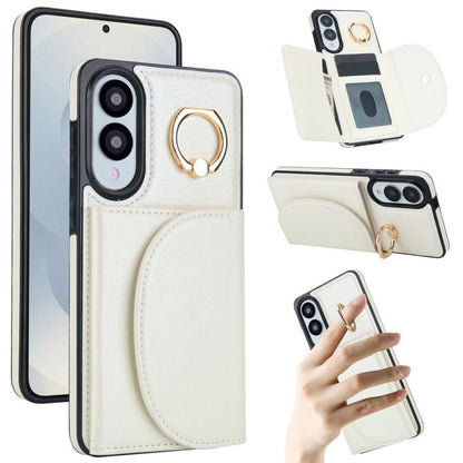 Ring Holder Card Bag Skin Feel Phone Case, For Samsung Galaxy S25 Edge 5G, For Samsung Galaxy S25 5G, For Samsung Galaxy S25+ 5G, For Samsung Galaxy S25 Ultra 5G