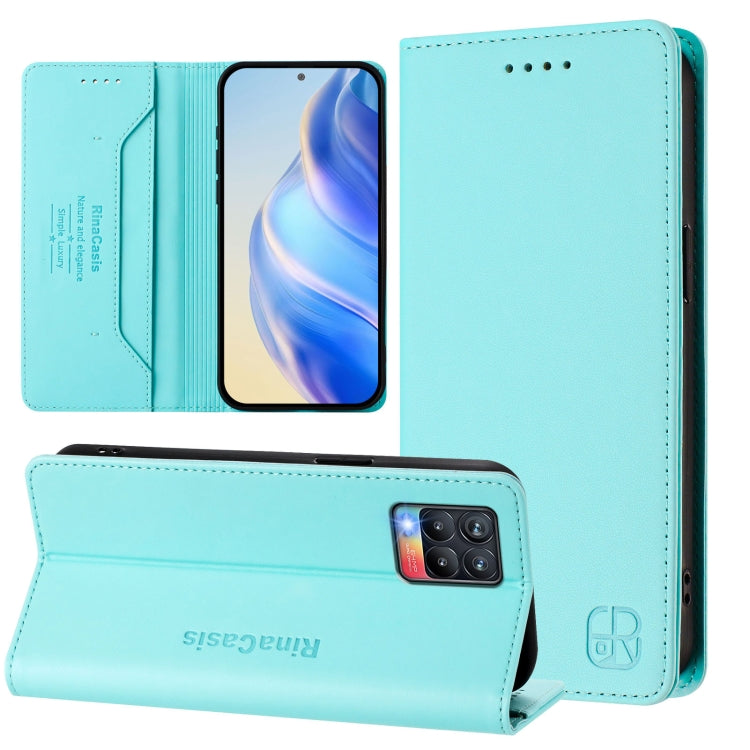 RC01 Dual-Folded Magnetic Suction RFID Leather Phone Case, For Realme 8 4G / 8 Pro 4G