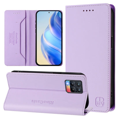 RC01 Dual-Folded Magnetic Suction RFID Leather Phone Case, For Realme 8 4G / 8 Pro 4G