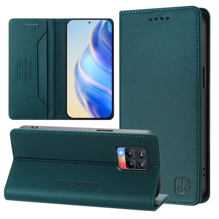 RC01 Dual-Folded Magnetic Suction RFID Leather Phone Case, For Realme 8 4G / 8 Pro 4G