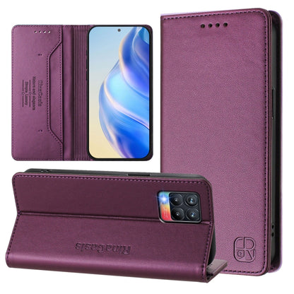 RC01 Dual-Folded Magnetic Suction RFID Leather Phone Case, For Realme 8 4G / 8 Pro 4G