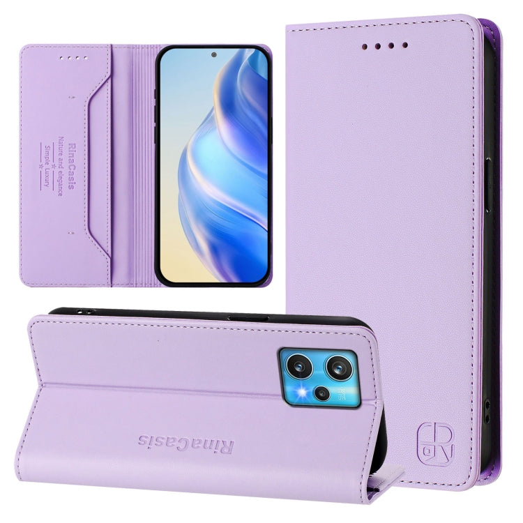 RC01 Dual-Folded Magnetic Suction RFID Leather Phone Case, For Realme C30 4G / Narzo 50i Prime / C30s, For Realme GT Neo 3T, For Realme 9 Pro+ 5G / 9 4G Global