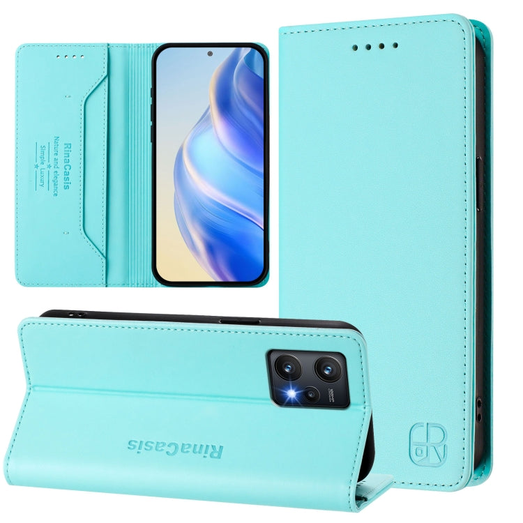 RC01 Dual-Folded Magnetic Suction RFID Leather Phone Case, For Realme GT Neo 3, For Realme 8 5G / 9 5G Indian / V13 5G, For Realme 9 Pro 5G Global / 9 5G EU Version